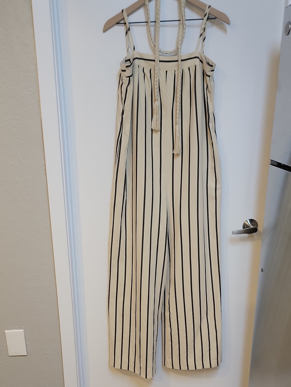 Brady Striped Wide-Leg Jumpsuit - Cream/Black - Picture 2 of 15